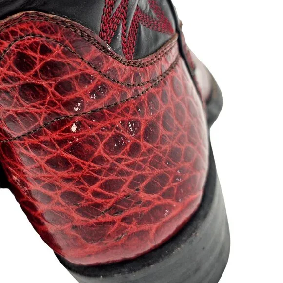 Vintage Preban Exotic Womens 5.5A Dark Cherry Red Black Cowboy Western Boots - Picture 11 of 16